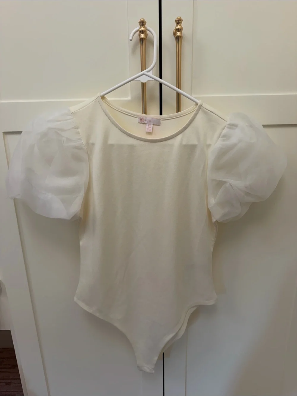 GB girls Cream Knit Top with Round Neck
